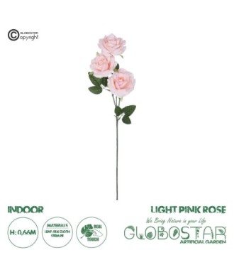 GloboStar® Artificial Garden LIGHT PINK  CLIMBING ROSE BRANCH 21193 Τεχνητό Διακοσμητικό Κλαδί Τριαντάφυλλο Ανοιχτό Ροζ Y66cm